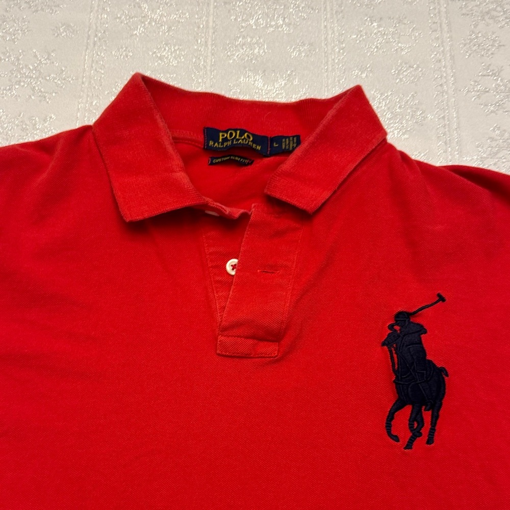Polo Ralph Lauren Vibrant Red Polo with Navy Logo Large